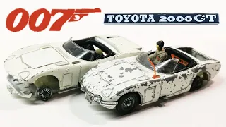 Corgi restoration Toyota 2000 GT No. 336. James Bond 007. Two from 1967. Die-cast model.