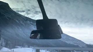 Tesla driving to Banff.