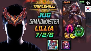 천상계 정글 릴리아 리안드리 수확 - GrandMaster Lillia Jungle vs Zac - 롤 KR 12.15