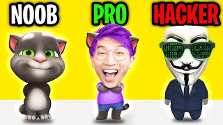 Can We Go NOOB vs PRO vs HACKER In TALKING TOM GOLD RUN!? (WE PLAY AS TALKING ANGELA!!)