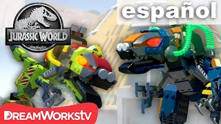 Pelea de dinosaurios robots | LEGO JURASSIC WORLD: LEYENDA DE LA ISLA NUBLAR