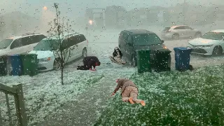 Apocalypse in Italy! Abnormal hail storm destroys cars and roofs in Parma