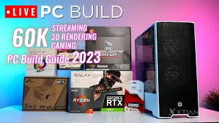 LIVE Streaming PC Build: 60K RTX 3060 Ti, Ryzen 7 5700X Streaming, Gaming, Rendering PC Build 2023