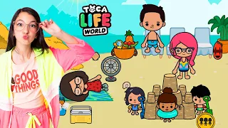 FAMÍLIA LULUCA FOI PARA PRAIA PELA PRIMEIRA VEZ !! Rotina Família Toca Life World | Família Luluca