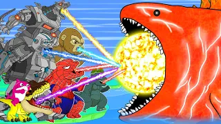 Red Bloopzilla, DINOSAUR Godzilla fish & Skull Shin ghidorah Evolution of KONG Cartoon Animation