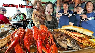 USA Part 1) Drinking 25 drinks alone?!😂 Giant Seafood Tray Challenge Mukbang!
