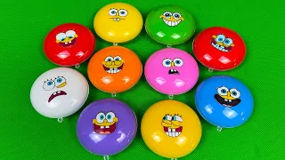 Spongebob Squarepants - Looking Clay Rainbow With Cake Coloring! Satisfying CLAY GARY Video, ASMR