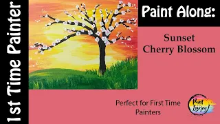 EASY First-time painting: Cherry Blossom Tree - Step by step acrylic painting tutorial