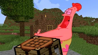 Spongebob and Patrick make a house in Minecraft