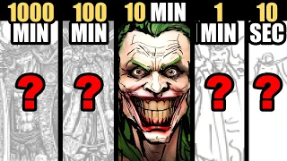 Drawing THE JOKER in 1000 Minutes | 100 Minutes | 10 Minutes | 1 Minute | 10 seconds | & ONE SECOND?