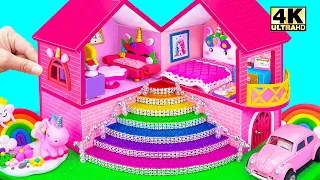 How To Make Cute Unicorn House has Bunk Bed, Rainbow Stairs from Polymer Clay  DIY Miniature House