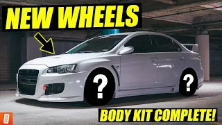 Building & Heavily Modifying a 2013 Mitsubishi Lancer EVO GSR - Part 8: Body Kit & NEW WHEELS!