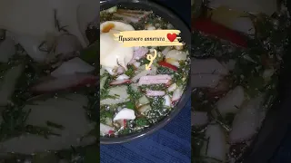 Окрошка с ветчиной 🥩 🍗 🍖 #рецепты #рекомендации #еда #окрошка