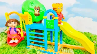 Daniel Tiger and Dora The Explorer Playground Secret Room TOYS PLAYING!