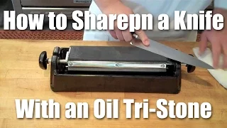 How To Sharpen A Chef's Knife Using An Oil Stone