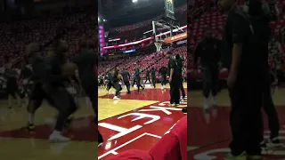 Houston Rockets players warming up