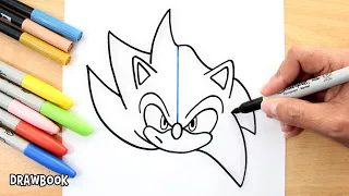 How to draw SONIC vs. SUPER SONIC (in one face)