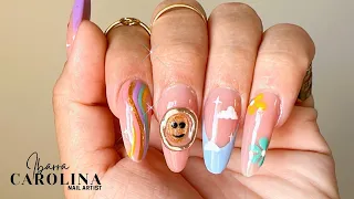 Uñas Acrílicas SIN HONGO Francesas de Colores y Relieve de Moda