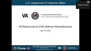 Overview of VA Resources to End Veteran Homelessness 04.30.2024