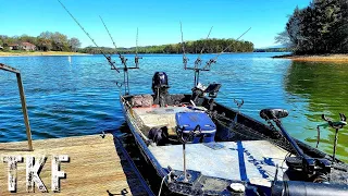 Insane Monster Striper Fishing from Tiny Boat Challenge!