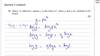 WMA13 IAL (Edexcel) P3 Jan 2020 Q3 Exponentials & Logarithms   Linear Relationships