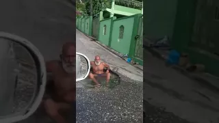 Man build a jacuzzi in the road