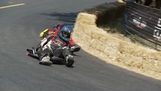 luge, street luge, skateboard, extreme sport. Stock Footage