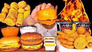 ASMR 고스트페퍼라면🥵트리플치즈버거 빅맥 맥너겟 뿌링클사이드 먹방Ghost Pepper Noodles With Cheese Burger Big Mac Nugget MuKbang