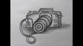 LEARN HOW TO DRAW A CAMERA WITH BASIC SHADING USING GRAPHITE PENCIL(HB)