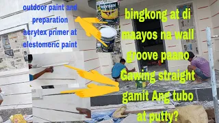 bingkong at di maayos na wall groove paano gawin straight gamit Ang tubo at putty? paint preparation