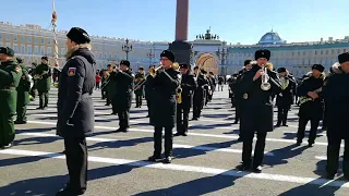 Russian Military Orchestra Rehearses For 2018 Victory Day Parade