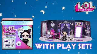 Unboxing the L.O.L surprise furniture series cozy zone series 4 + with L.O.L doll dusk!