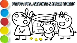 Peppa Pig and George Easy drawing for kids and toddlers