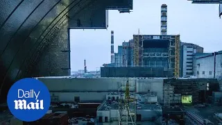 Inside the huge new confinement structure over Chernobyl reactor 4