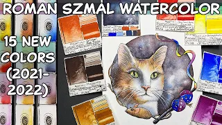 15 New Roman Szmal Watercolor Review 2021 2022 Colors Aquarius Rare Pigments Swatch & Cat Painting