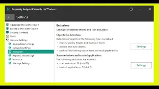 Scan exclusions and trusted applications add  in Kaspersky Endpoint Security for Windows.