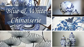 Blue & White Porcelain Chinoiserie | Chinoiserie Chic | Open Floorplan Chinoiserie Decor