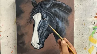 #2 Easy Horse Acrylic Painting || Step By Step Tutorial || ARTOHOLIC #horsedrawing #horsepainting