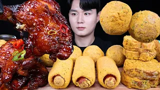 ENG SUB) ASMR SPICY BBQ CHICKEN & CHEESE BALL & CHEESE STICK EATING SOUNDS MUKBANG 치킨 먹방ASMR MUKBANG