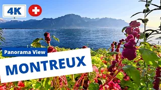 Montreux Summer Walk, most beautiful promenade walk in Switzerland 🇨🇭, Montreux Switzerland 4K
