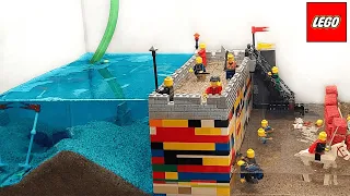 Dam Breach Experiment - LEGO Castle Wall, Will It Stop The Flood? Simulation of Dam Failure