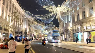 London Christmas Lights walk | Walking in Central London, Regent Street 2022 | London Night walk