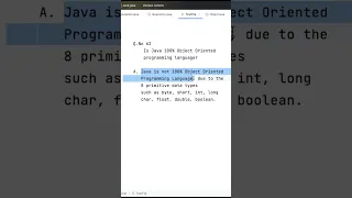 62  is java 100 percent Object oriented programming language? #javaprogramming #interviewquestions