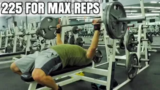 Bench Press 225lbs for max reps, new PR (12 reps)