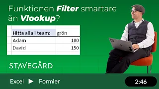 Filter i Excel  vassare än vlookup?