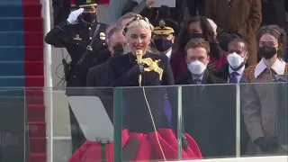 Lady Gaga sings the National Anthem at the inauguration of President Joe Biden, VP Kamala Harris