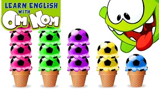 Baby Om Nom LOVES ICE CREAMS! Learn Colors for Babies with Yummy Soccer Ice Cream Scoops by Om Nom!