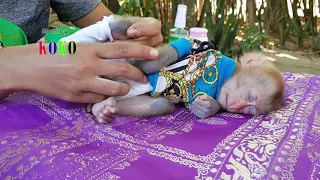 Mom Gently Applying Powder And Movement Koko Till Little Poor Baby Koko Fall Asleep