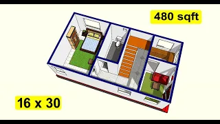 16 x 30 small house plan design II 480 sqft ghar ka design II 16*30 home design