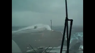 USS Kitty Hawk slammed by huge waves during typhoon